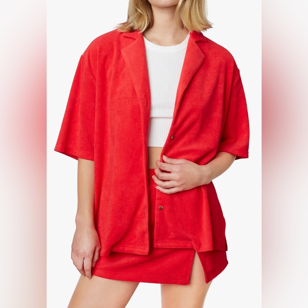 NIA Doheny Terry Camp Shirt, Cherry, sz M